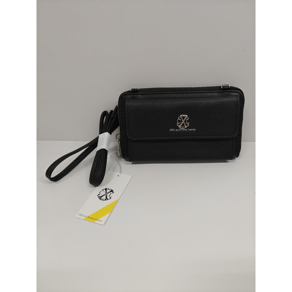CXL by Christian Lacroix Wristlet Wallet Womens Black Blake Pebble Crossbody New
